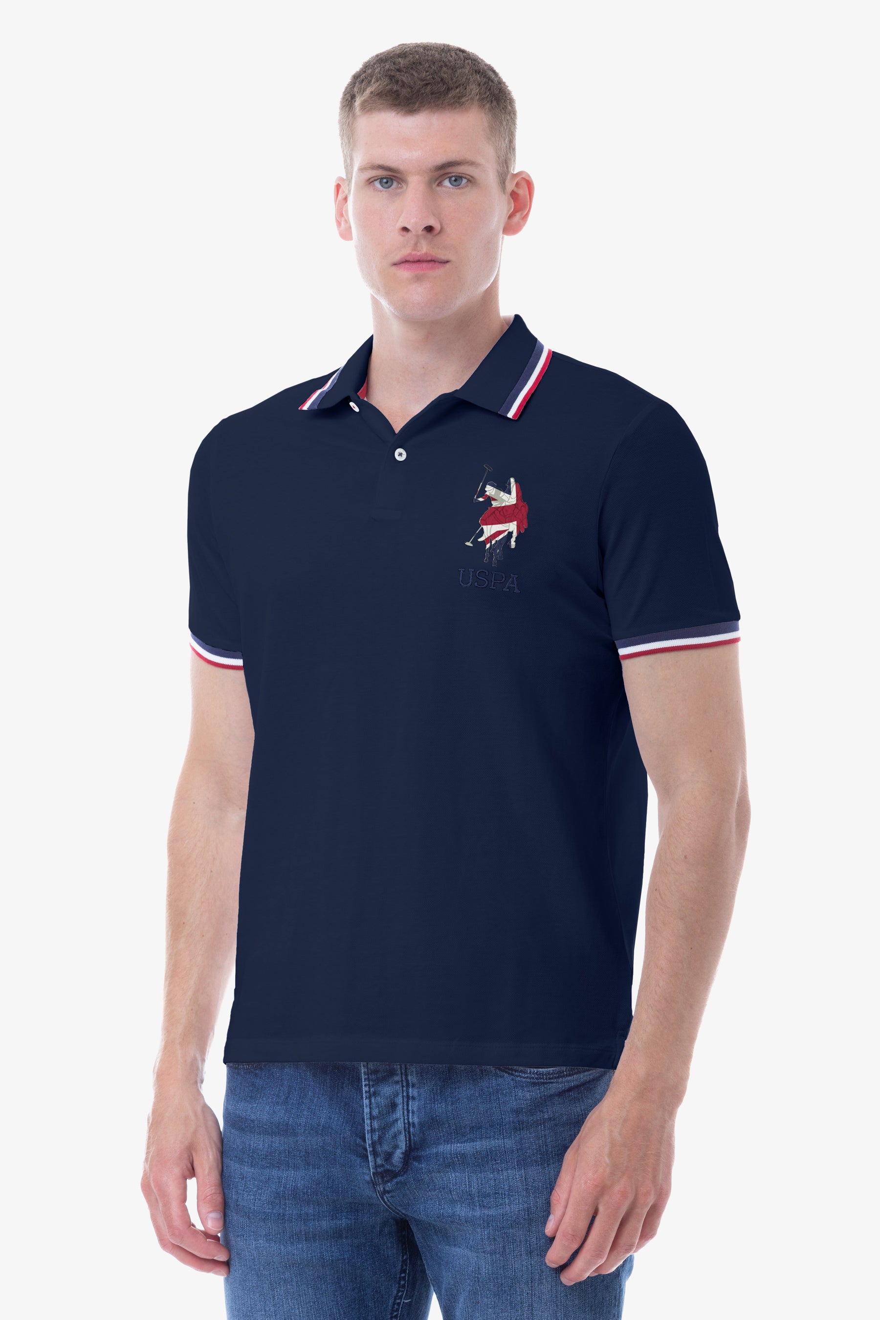 Polo a maniche corte con logo flag U.S. Polo Assn.