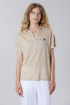 Polo a maniche corte con scollo a V in lino premium quality