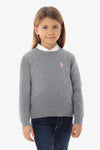 Maglia girocollo da bambina cotone e cashmere con logo U.S. Polo Assn.