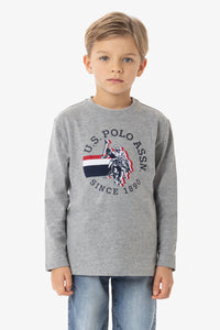 T-shirt a maniche lunghe con stampa round U.S. Polo Assn.