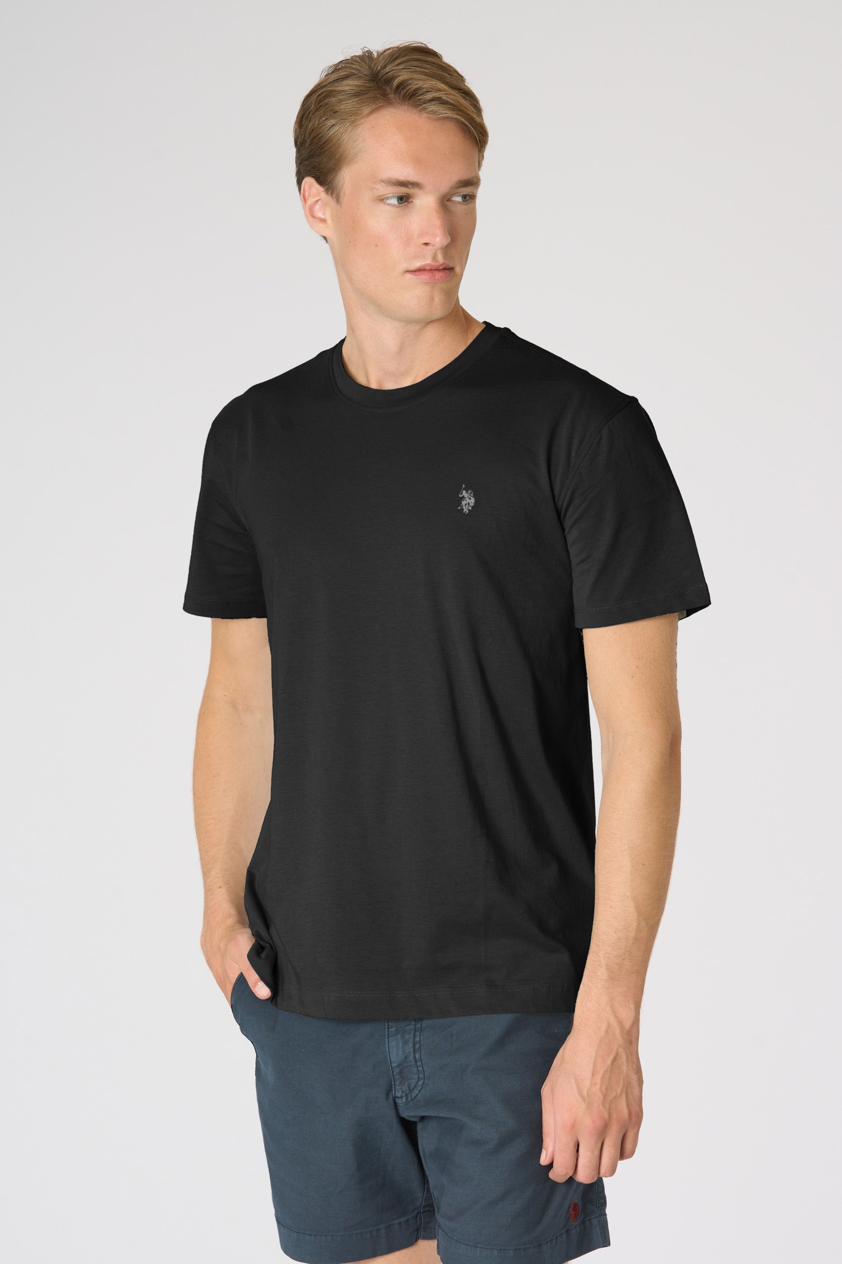 T-shirt girocollo con logo in cotone Premium Quality
