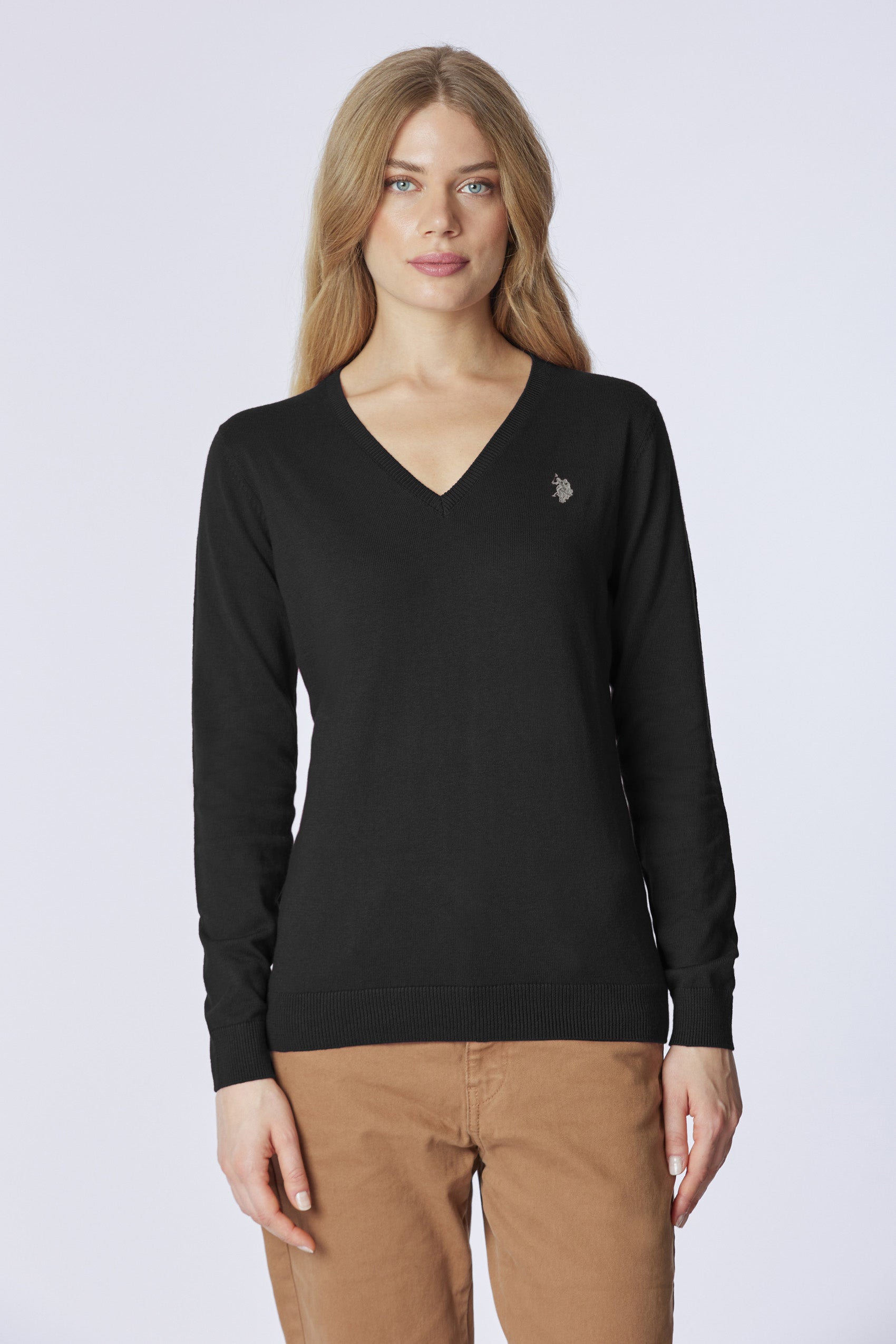 Maglia con scollo a V cotone e cashmere