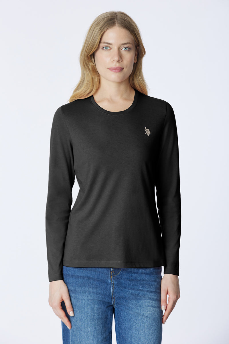 T-shirt girocollo a maniche lunghe con logo
