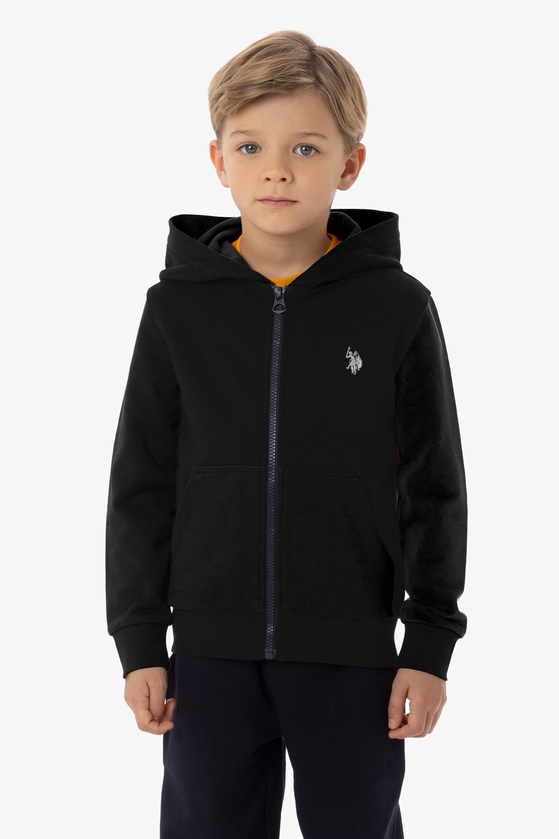 Felpa con chiusura zip, cappuccio e logo U.S. Polo Assn.