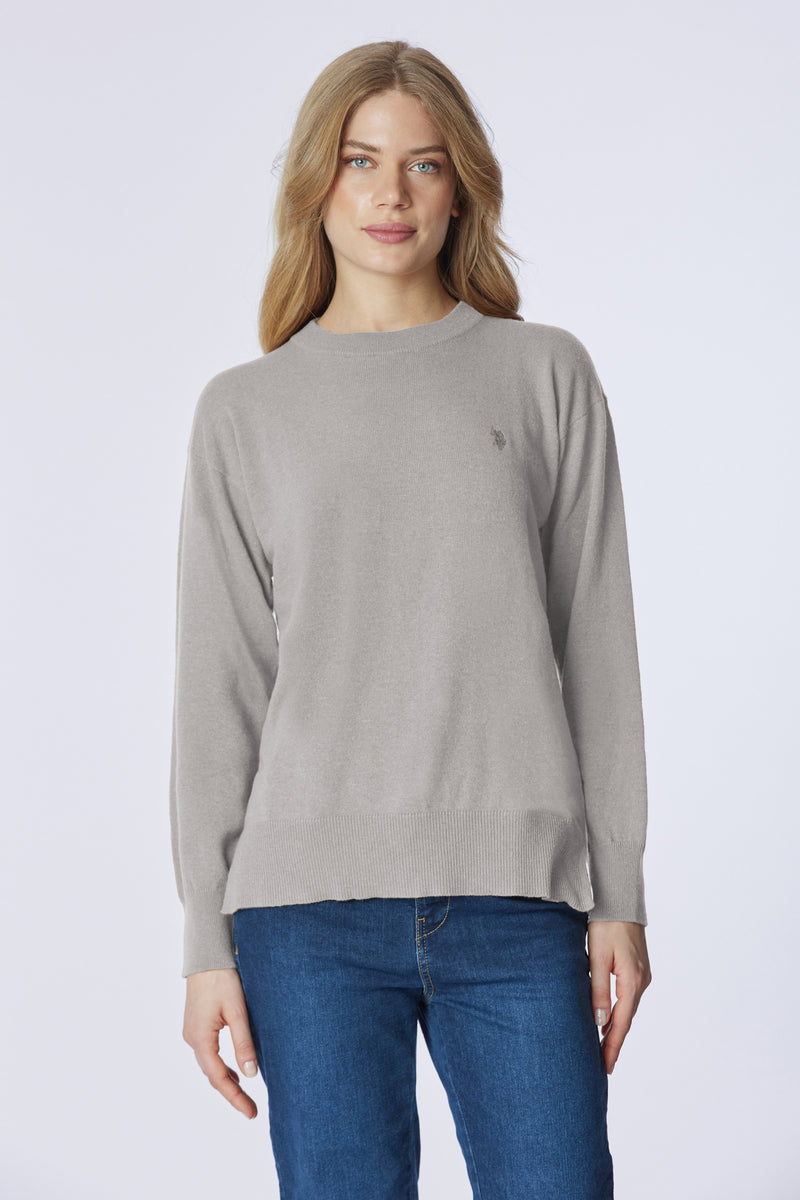 Maglia girocollo misto lana e cashmere