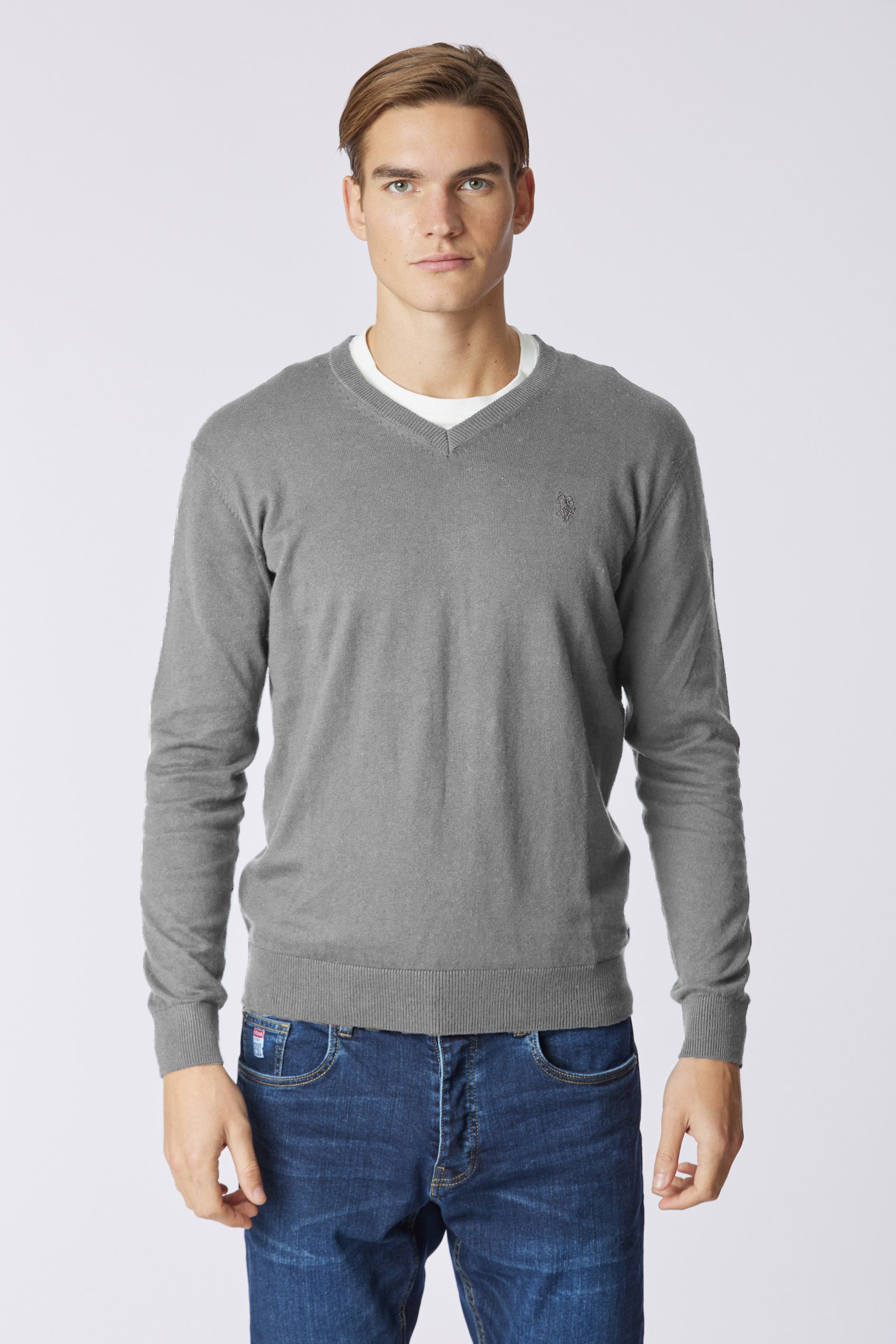 Maglia scollo a V cotone e cashmere