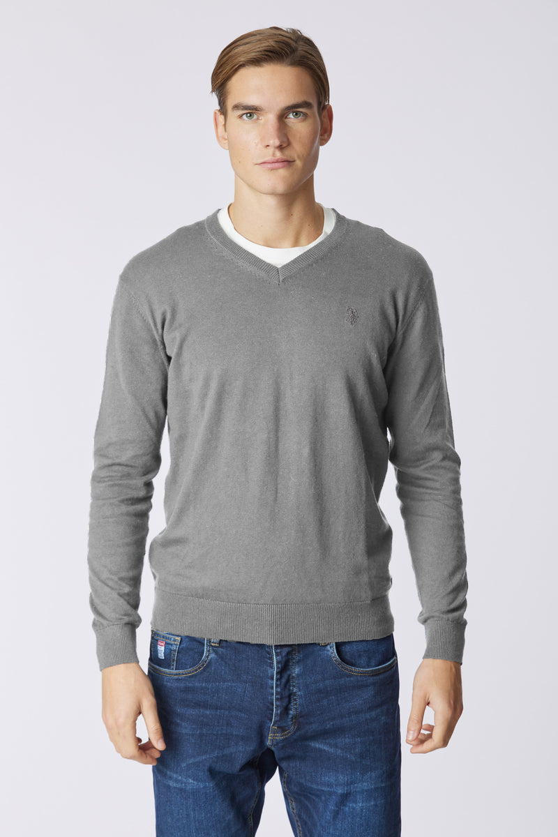 Maglia scollo a V cotone e cashmere