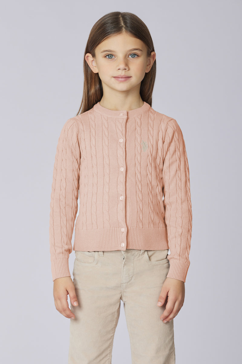 Cardigan girocollo a treccia