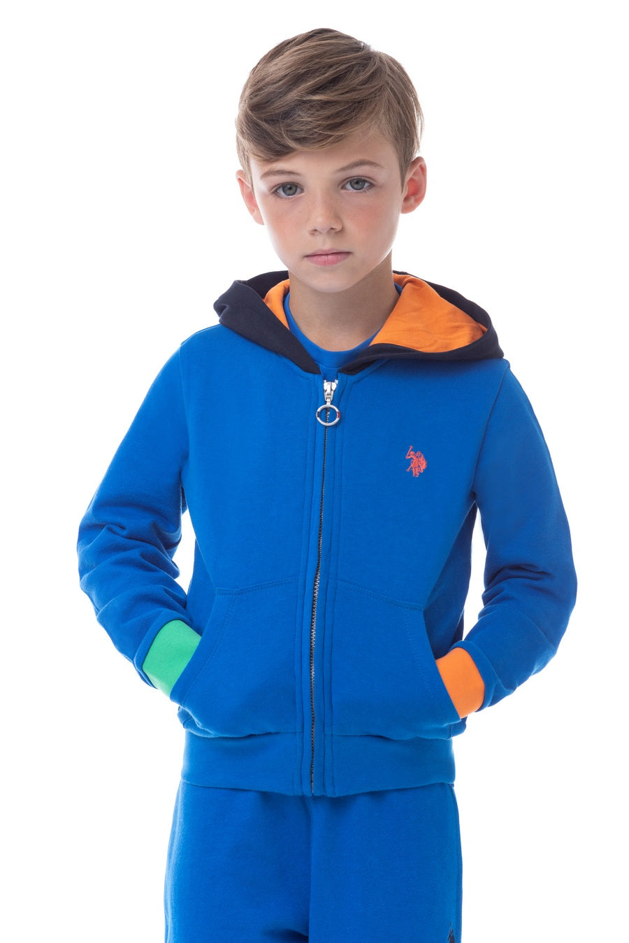 Felpa da bambino con chiusura zip e cappuccio U.S. Polo Assn.