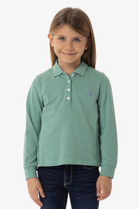 Polo a maniche lunghe da bambina con logo U.S. Polo Assn.