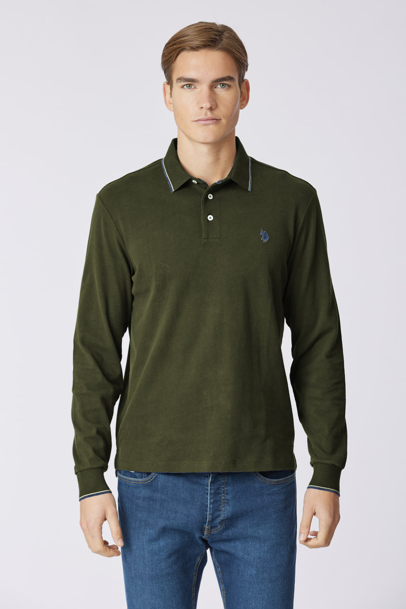 Polo shirt a maniche lunghe in cotone heavy jersey