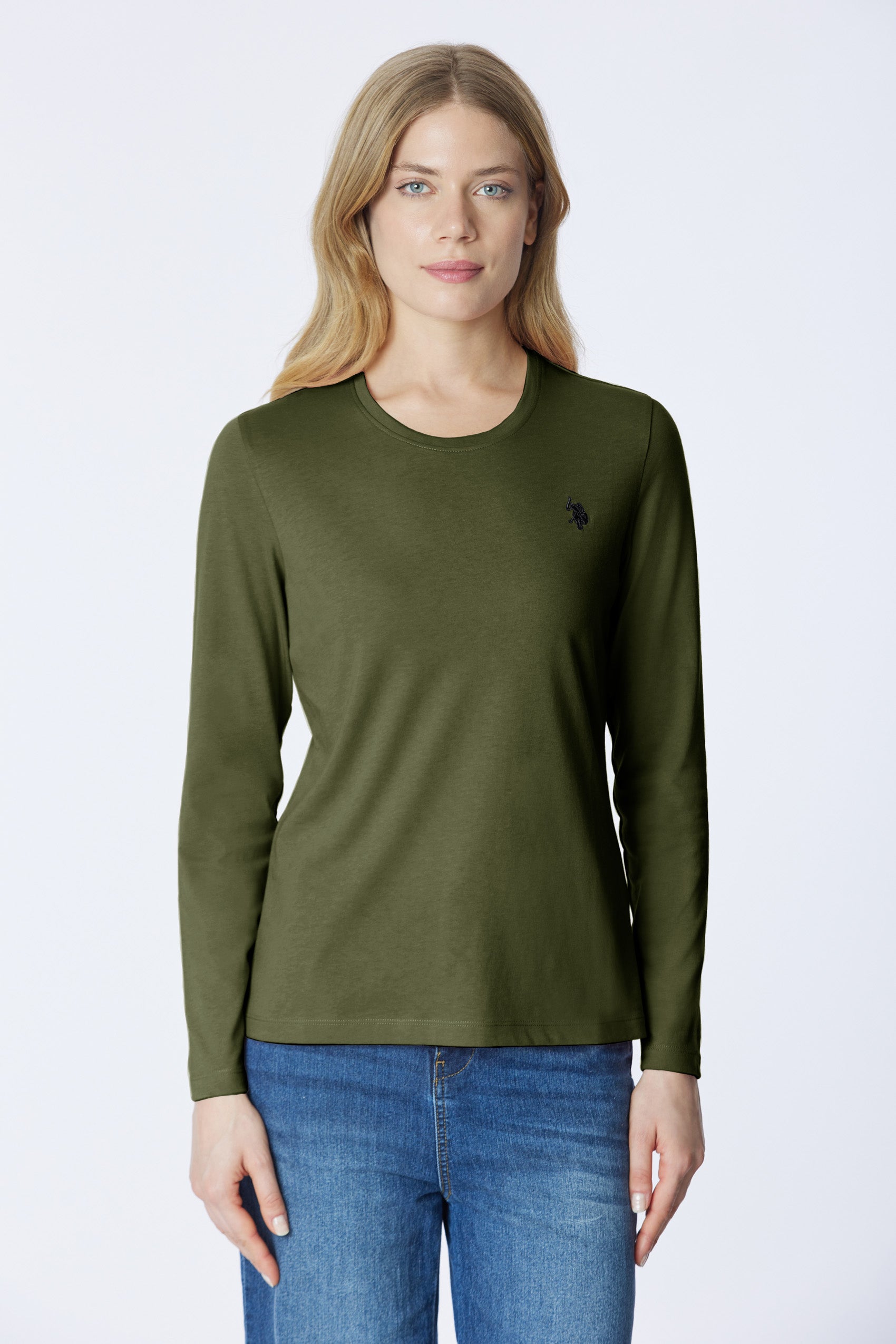T-shirt girocollo a maniche lunghe con logo