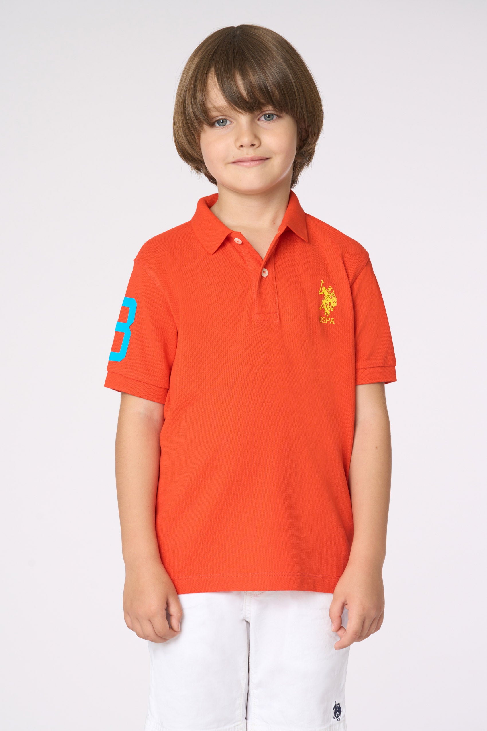 Polo shirt da bambino con logo, numero e stampa nel sottocolletto