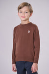 Maglia girocollo in cotone e cashmere con logo