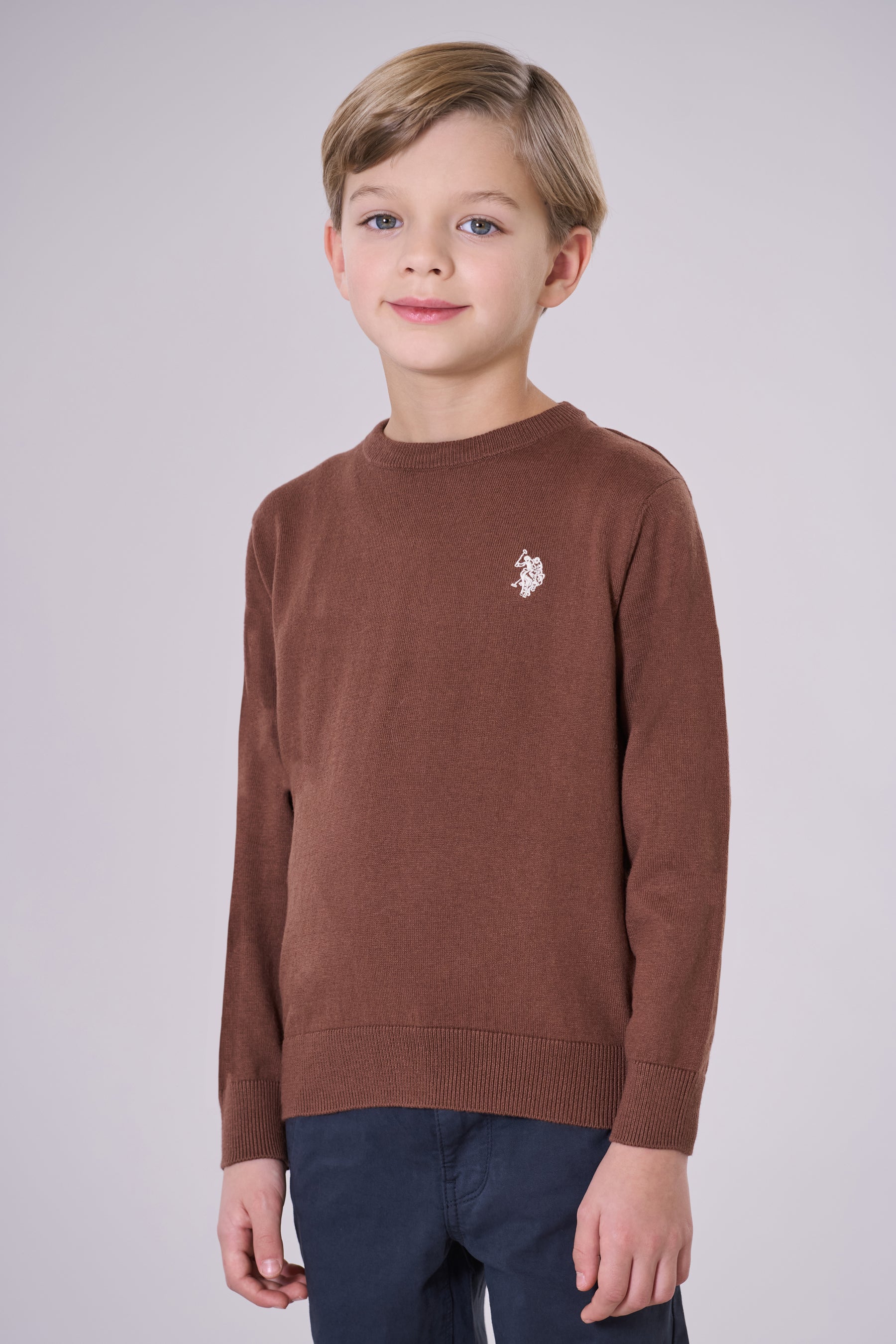 Maglia girocollo in cotone e cashmere con logo