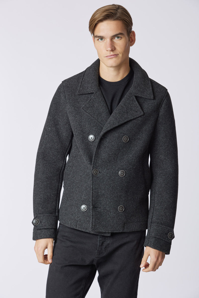 Cappotto doppiopetto con logo