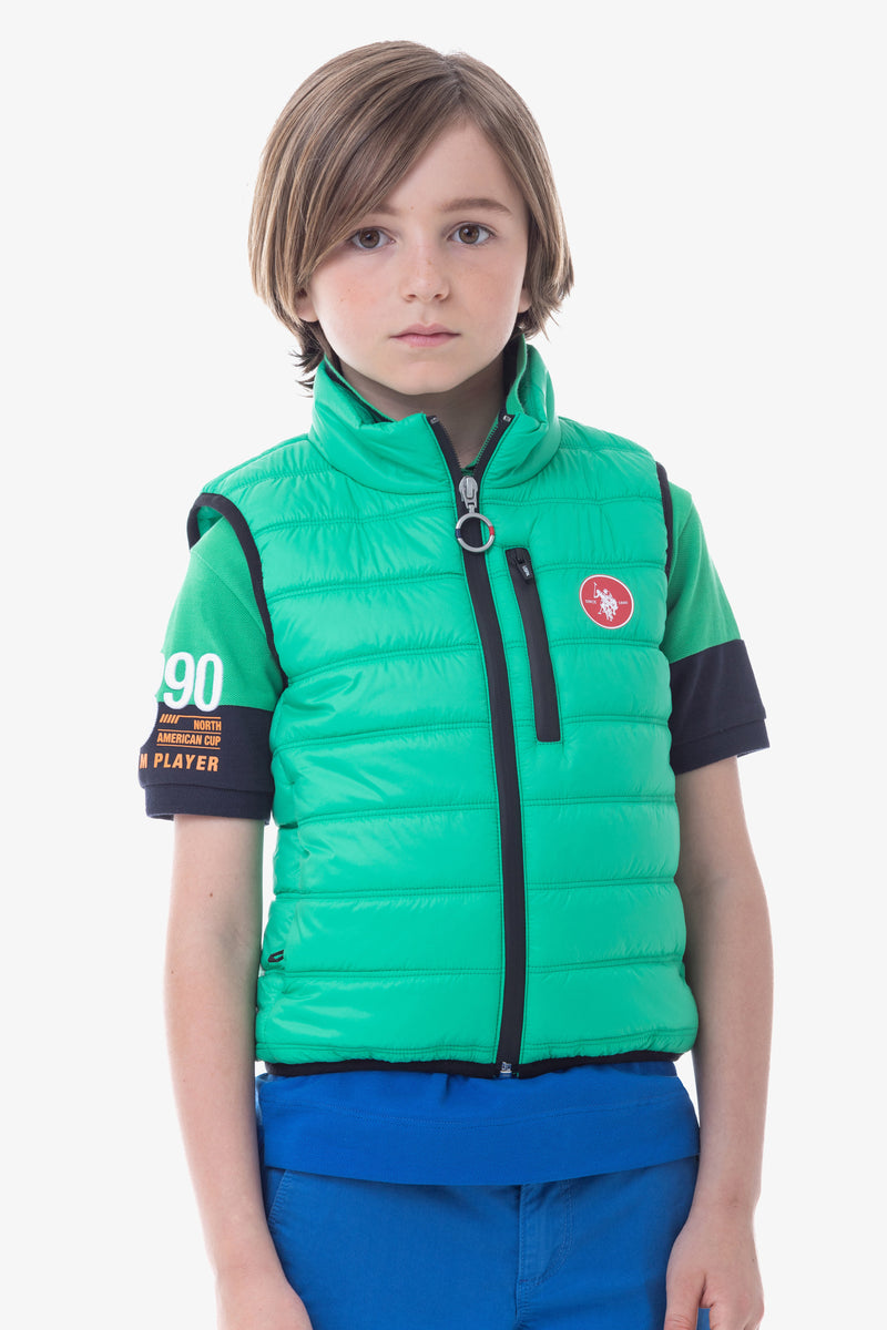 Piumino smanicato da bambino con logo U.S. Polo Assn.