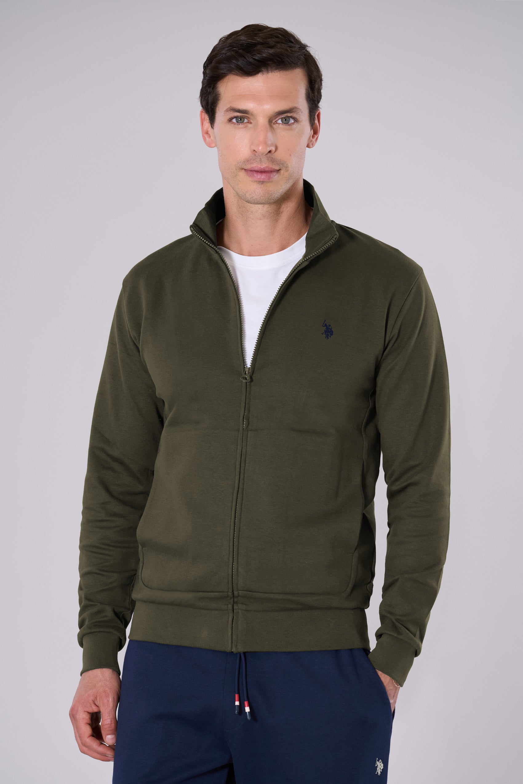 Felpa in cotone con chiusura zip