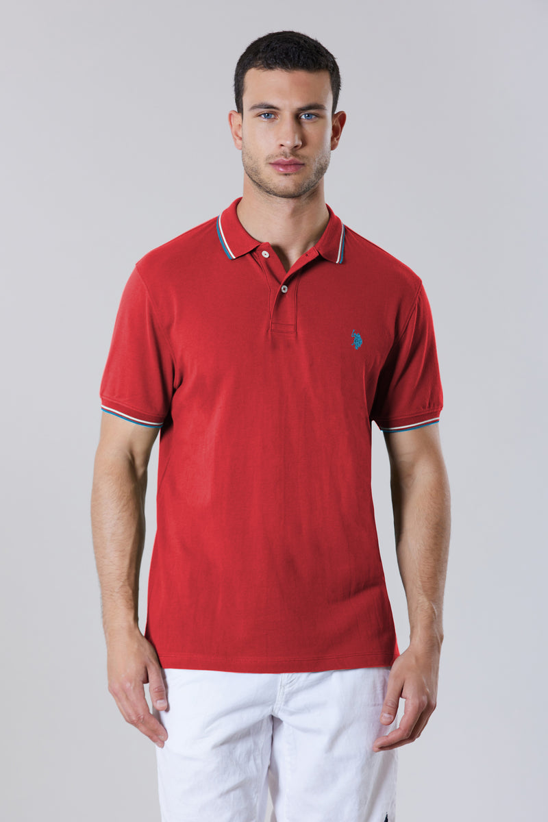 Polo shirt a maniche corte con dettagli a righe e logo