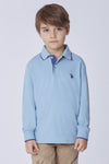Polo shirt a maniche lunghe in cotone stretch con logo