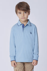 Polo shirt a maniche lunghe in cotone stretch con logo