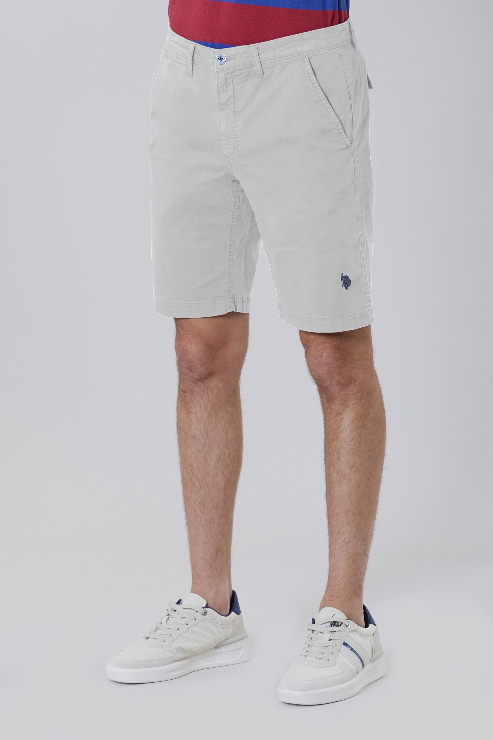 Pantaloni corti chino in cotone twill stretch con logo