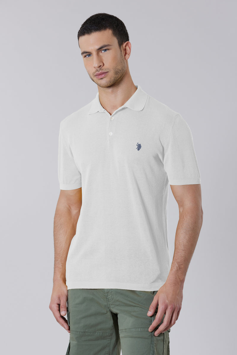 Polo a maniche corte in cotone crepe