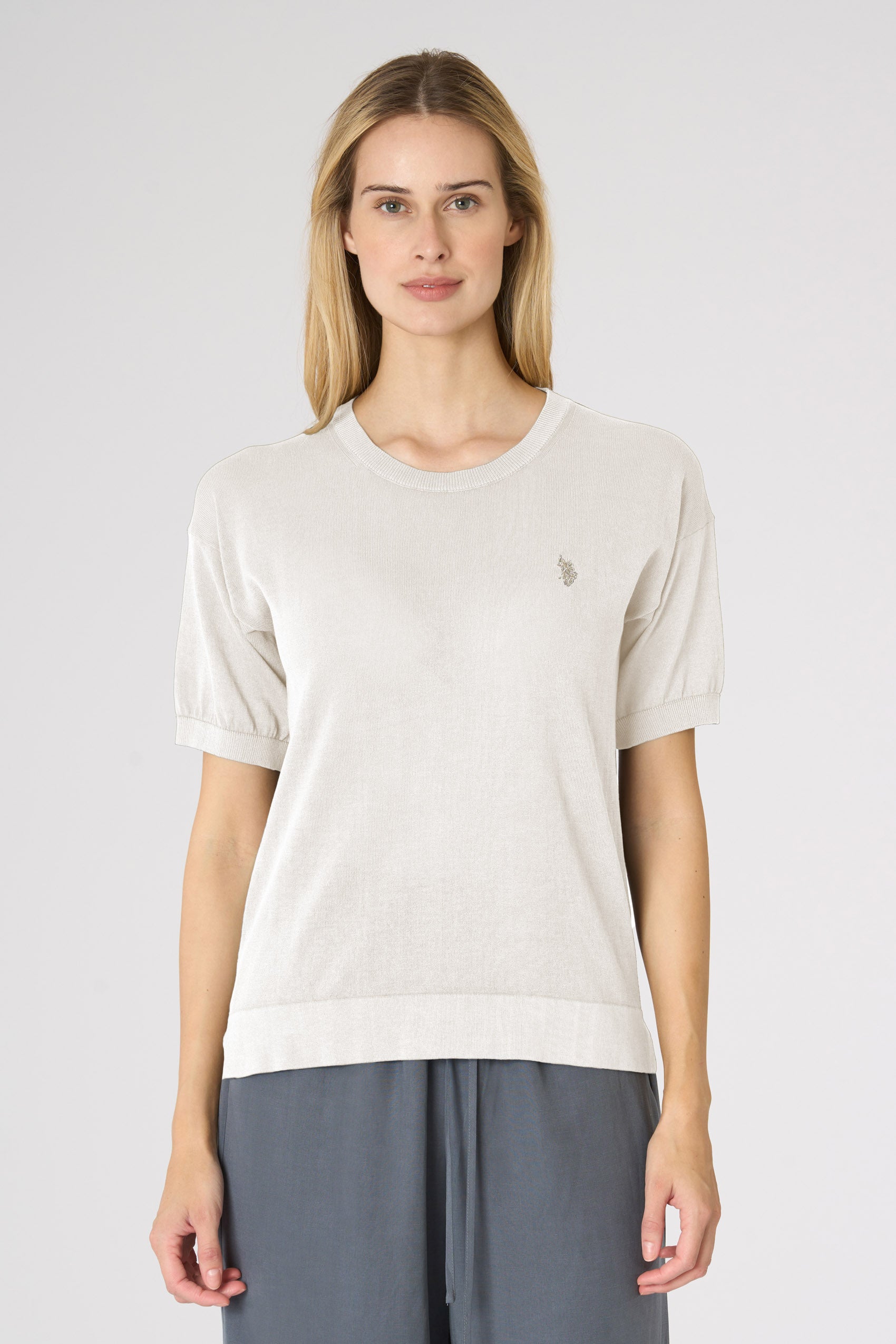 Maglia girocollo da donna in cotone crepe Premium Quality