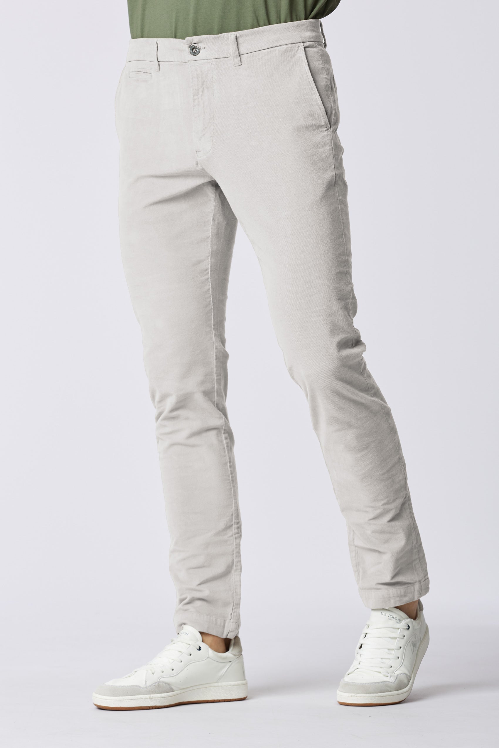 Pantalone chino in velluto stretch