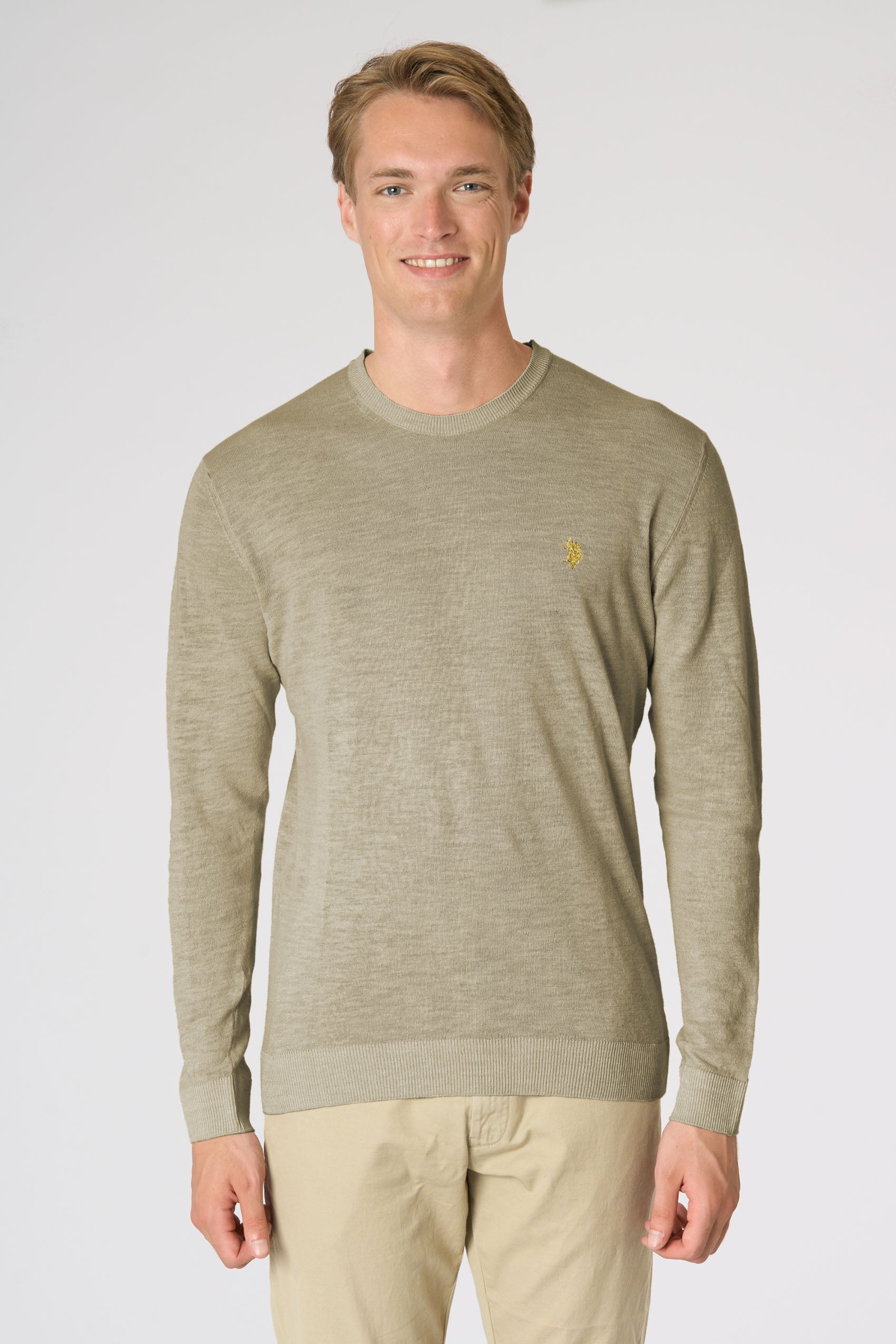 Maglia girocollo da uomo in misto lino e cotone premium quality