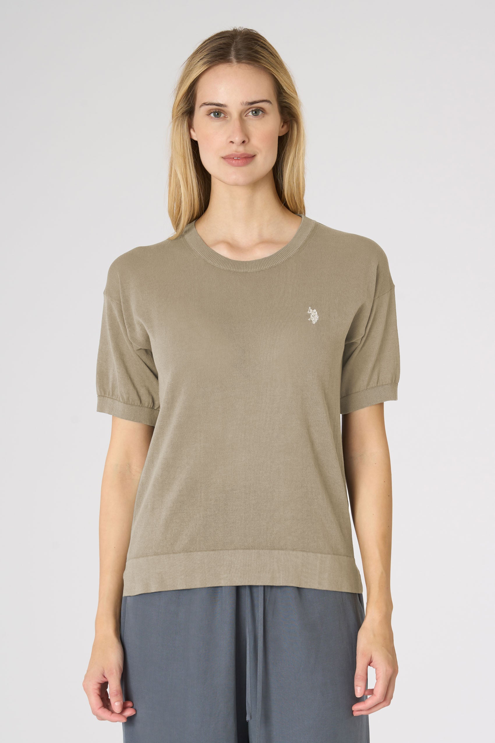 Maglia girocollo da donna in cotone crepe Premium Quality