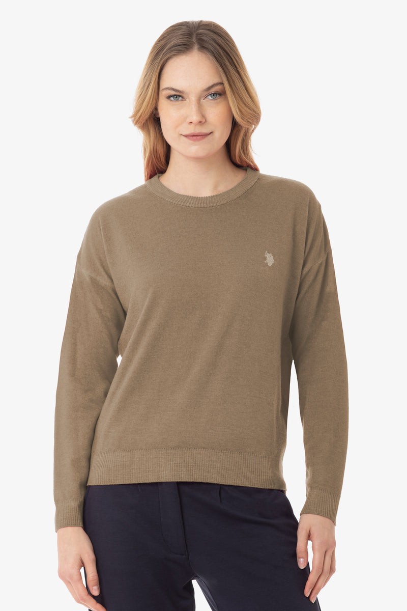 Maglia girocollo in lana merino con logo U.S. Polo Assn.