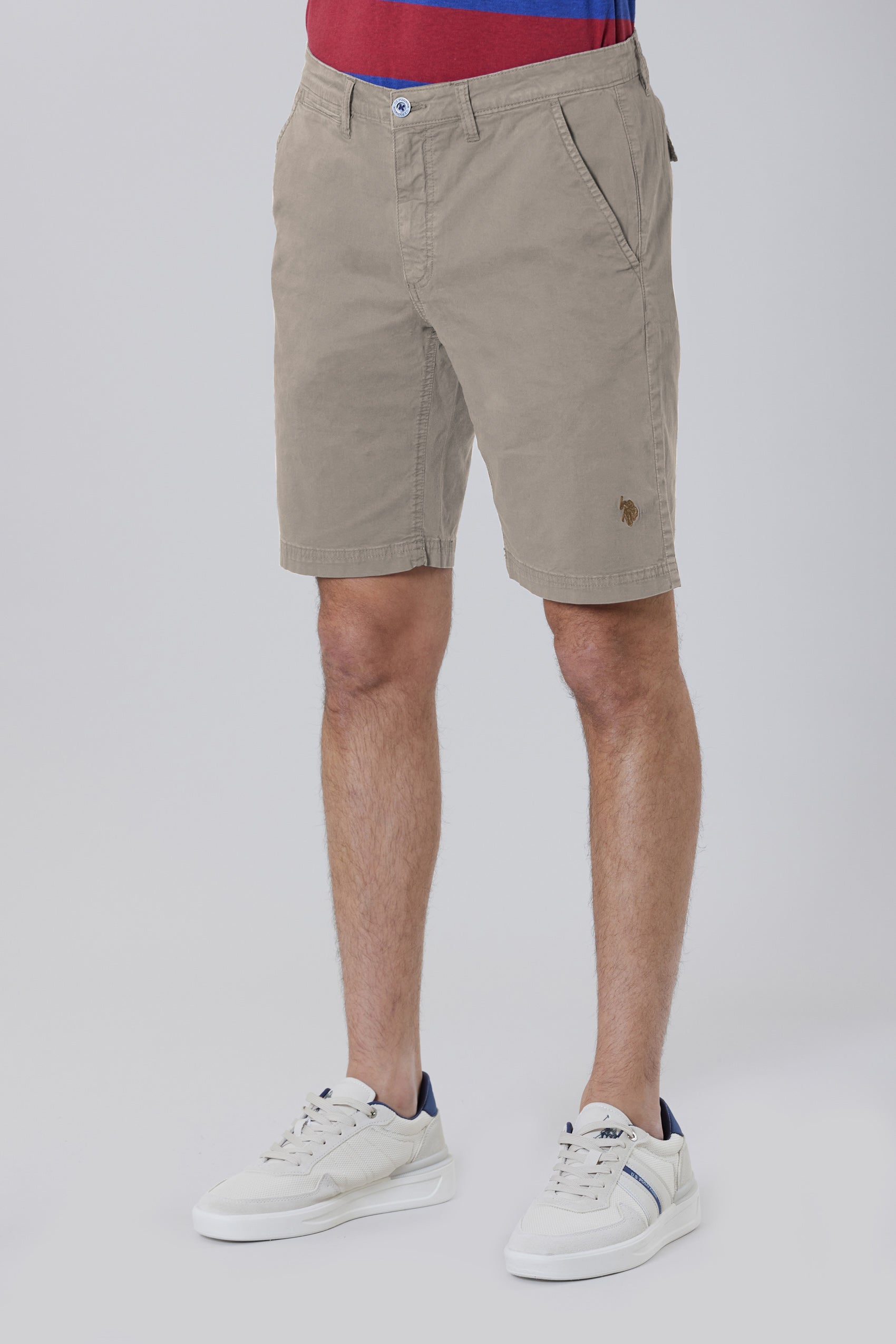Pantaloni corti chino in cotone twill stretch con logo
