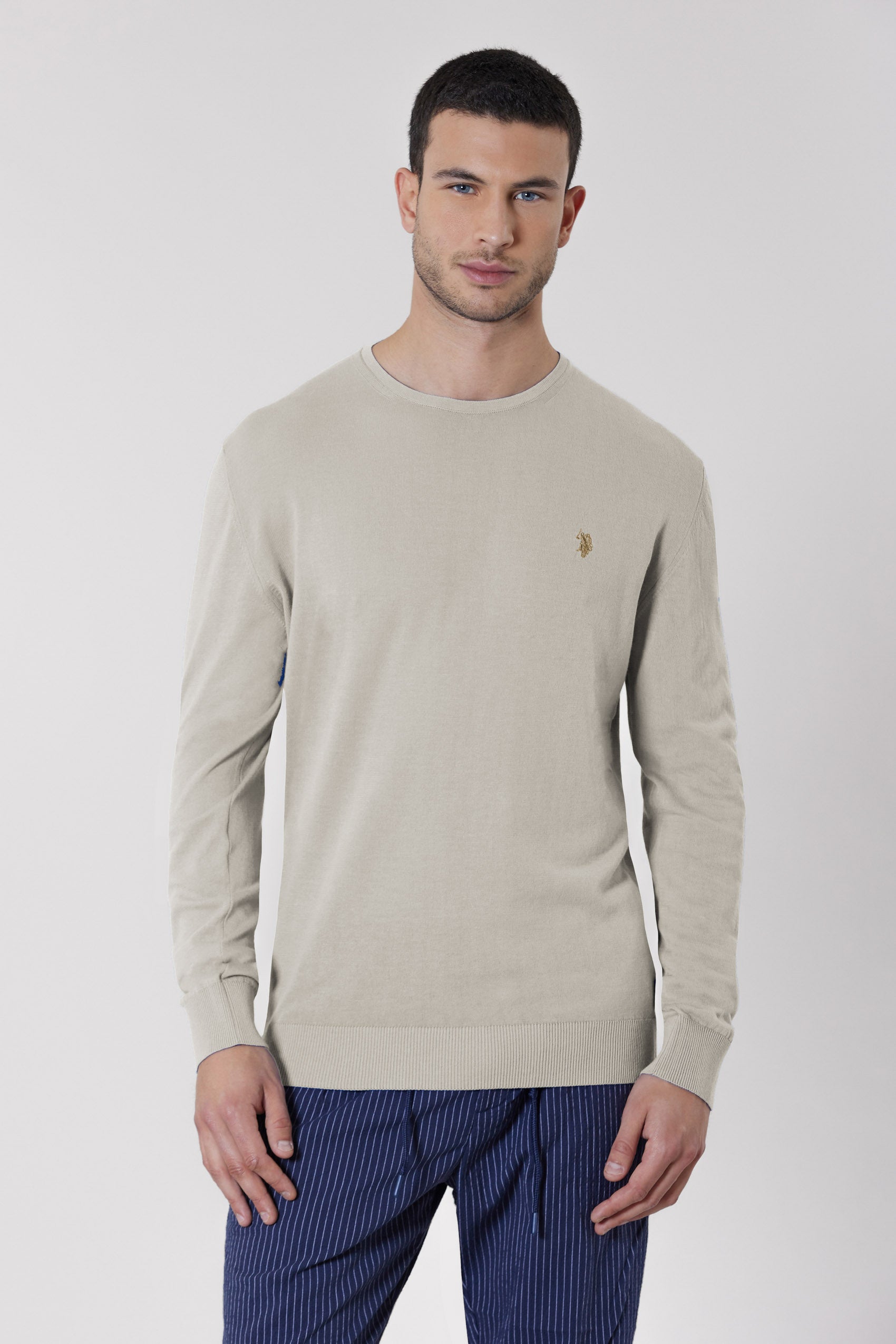 Maglia girocollo da uomo in cotone crepe