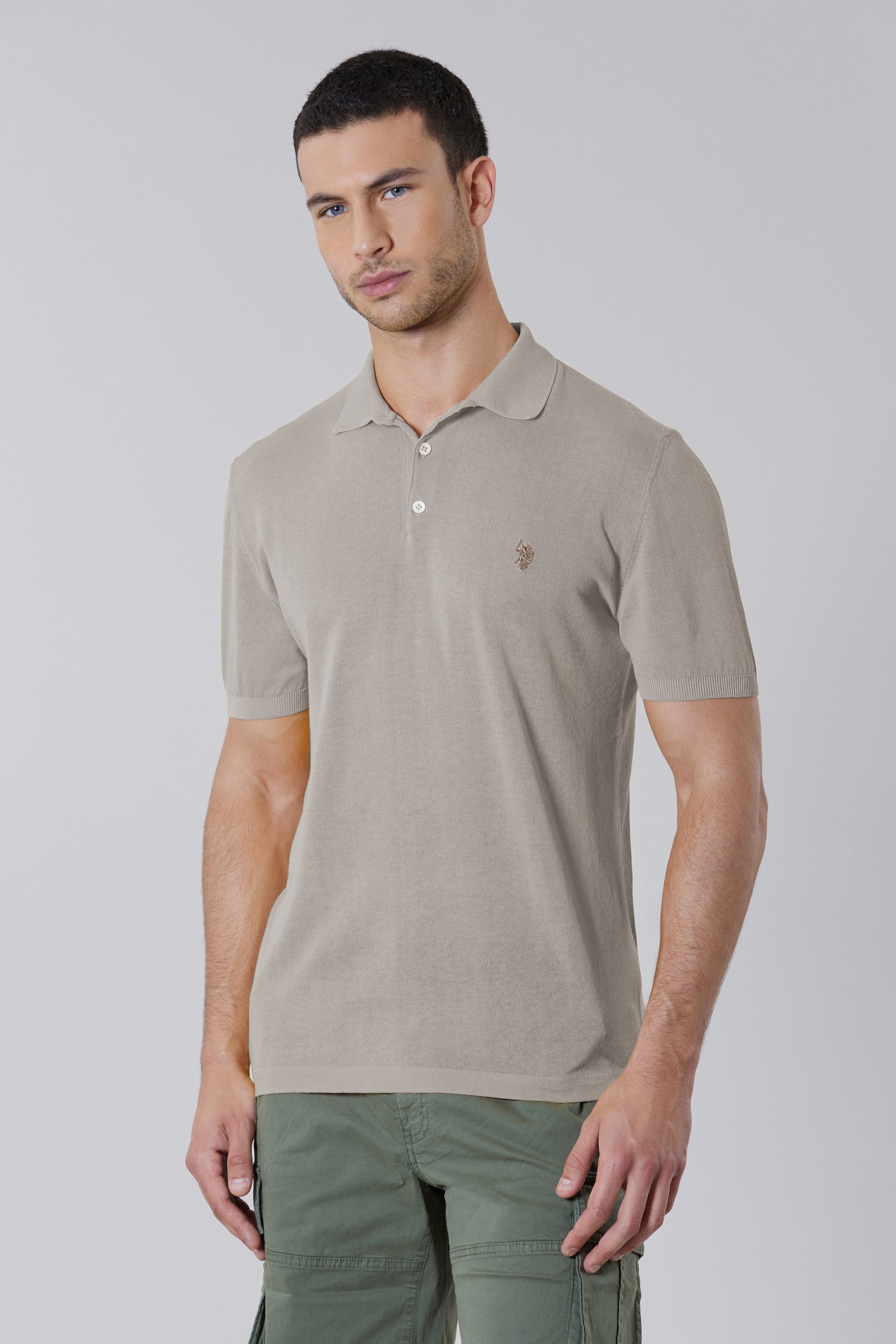 Polo a maniche corte in cotone crepe