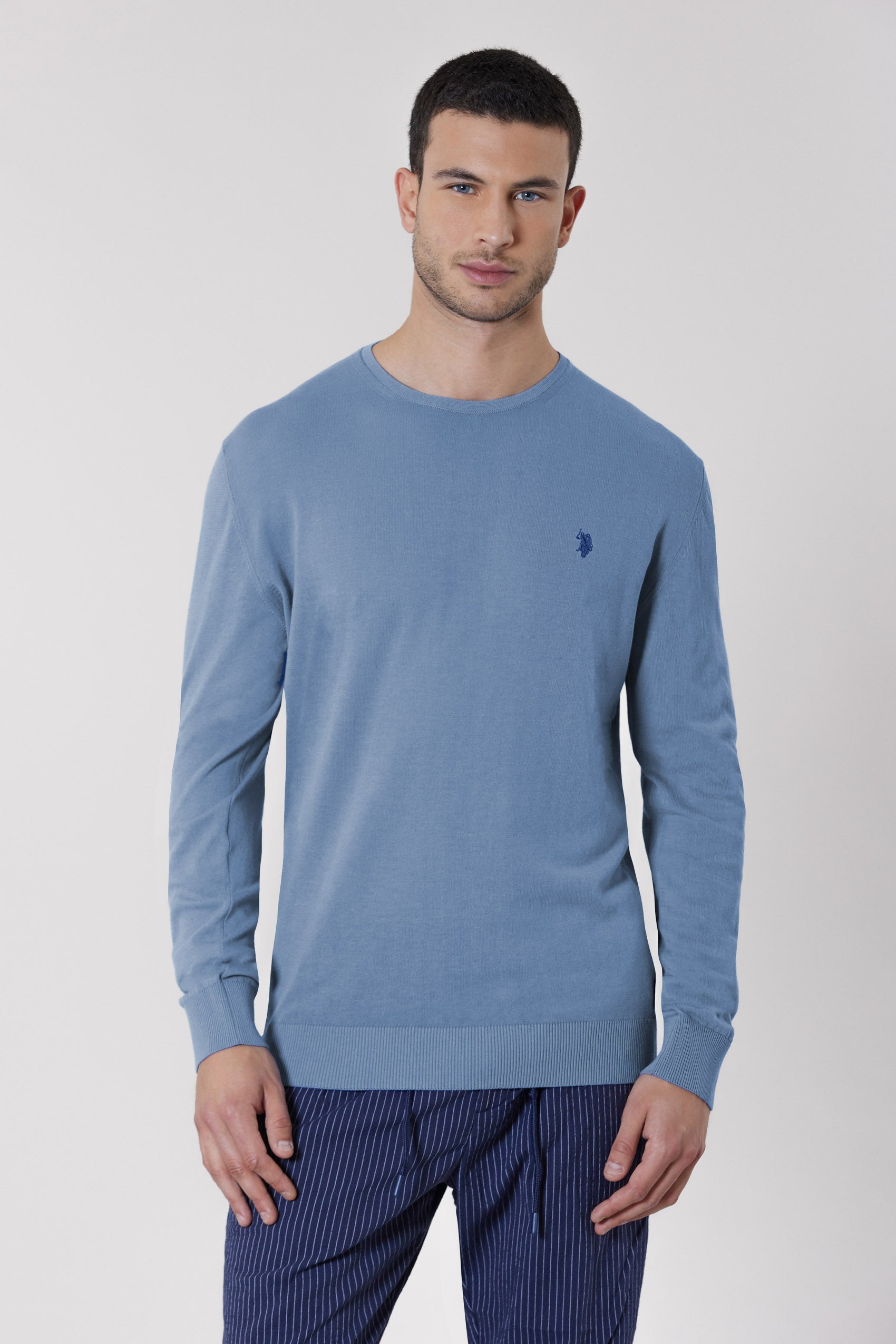 Maglia girocollo da uomo in cotone crepe
