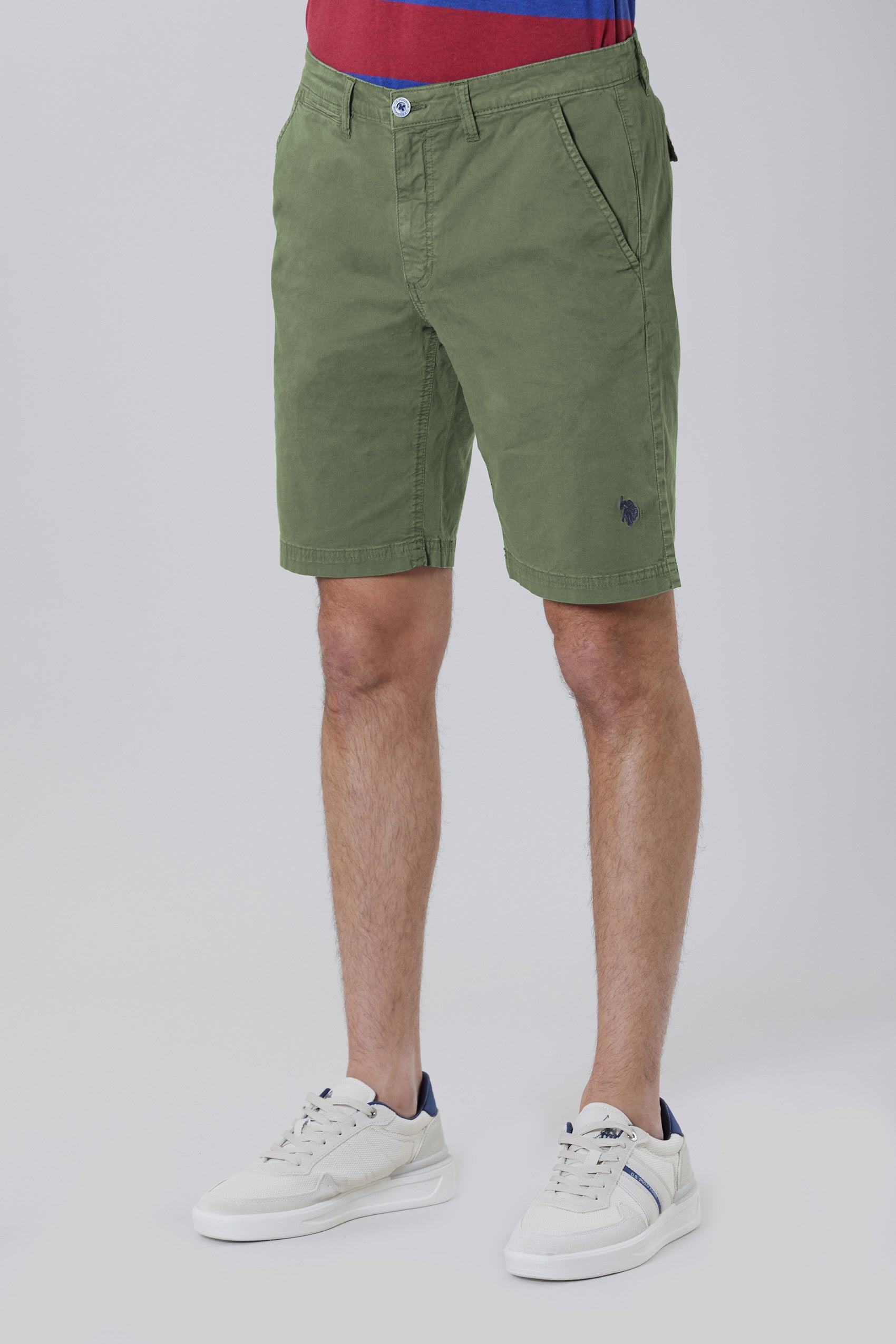 Pantaloni corti chino in cotone twill stretch con logo