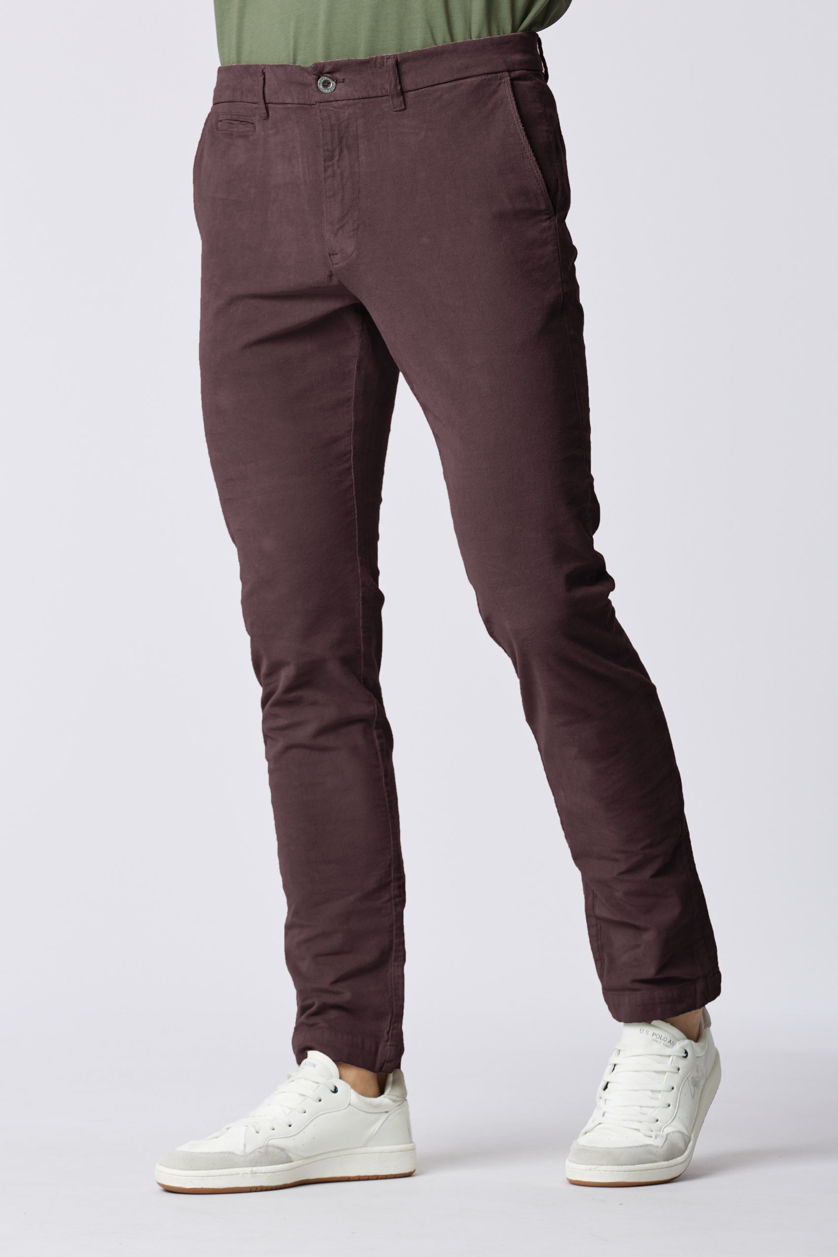 Pantalone chino in velluto stretch