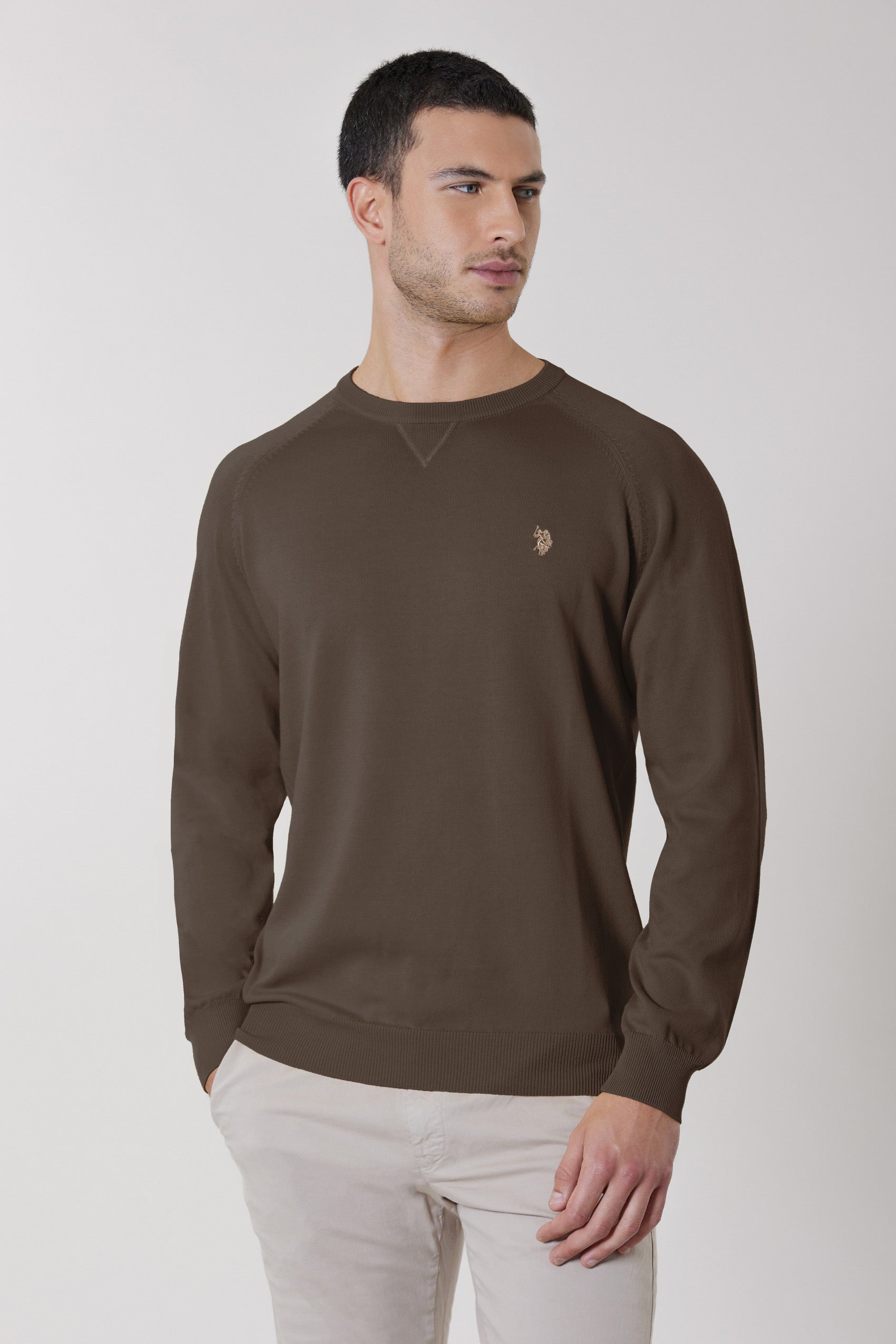 Maglia girocollo da uomo in cotone overdyed