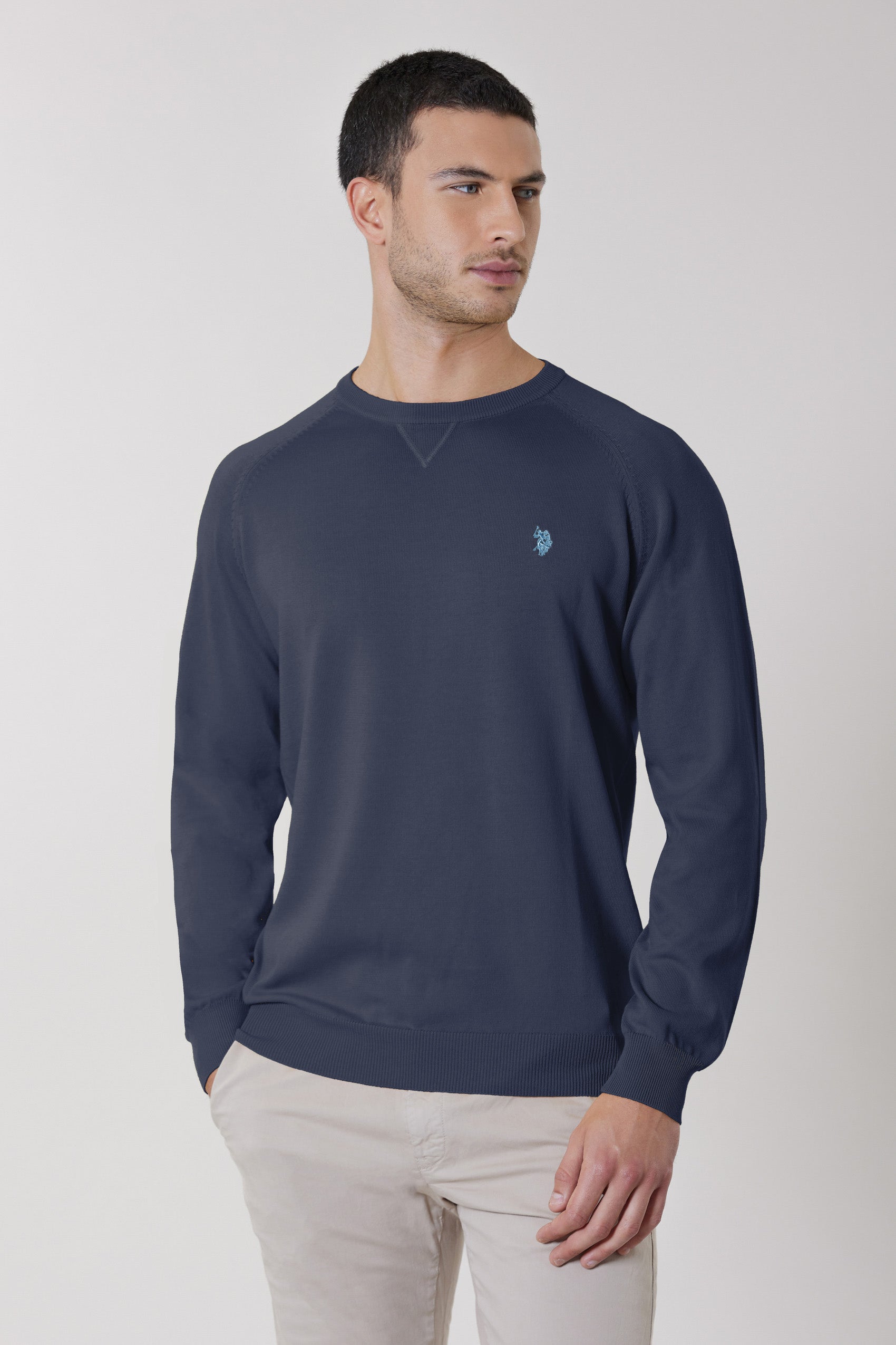 Maglia girocollo da uomo in cotone overdyed