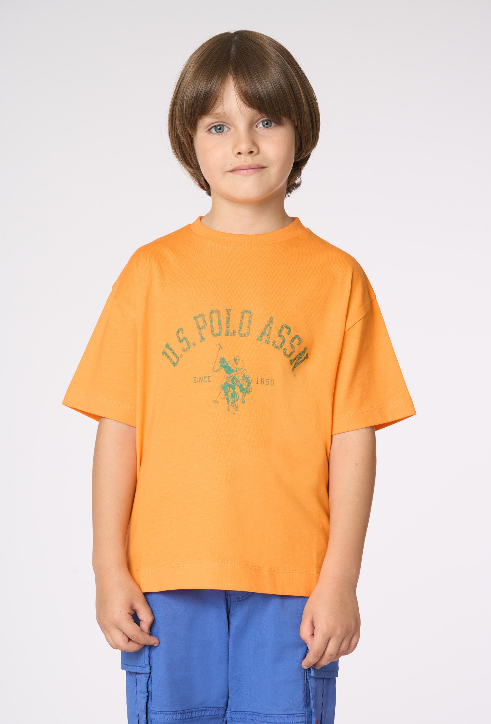 T-shirt a maniche corte da bambino con stampa logo frontale