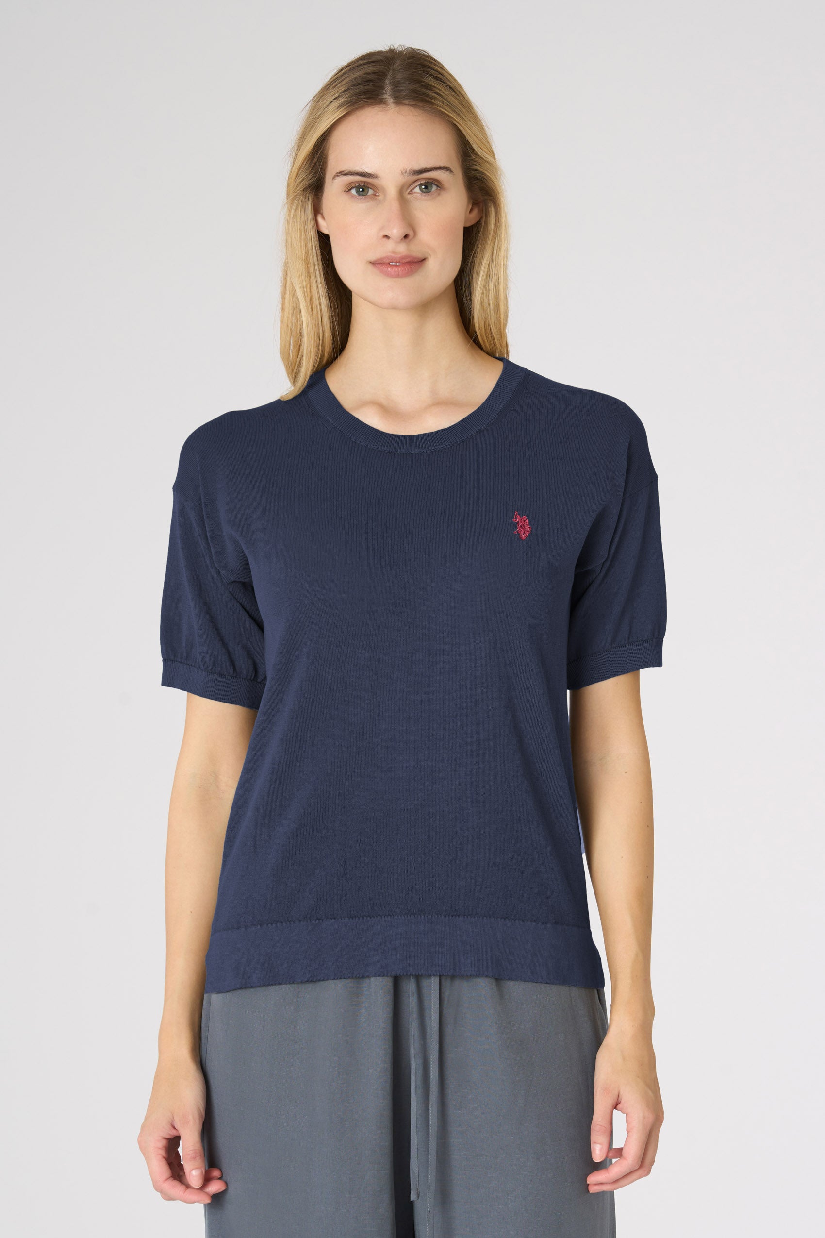 Maglia girocollo da donna in cotone crepe Premium Quality