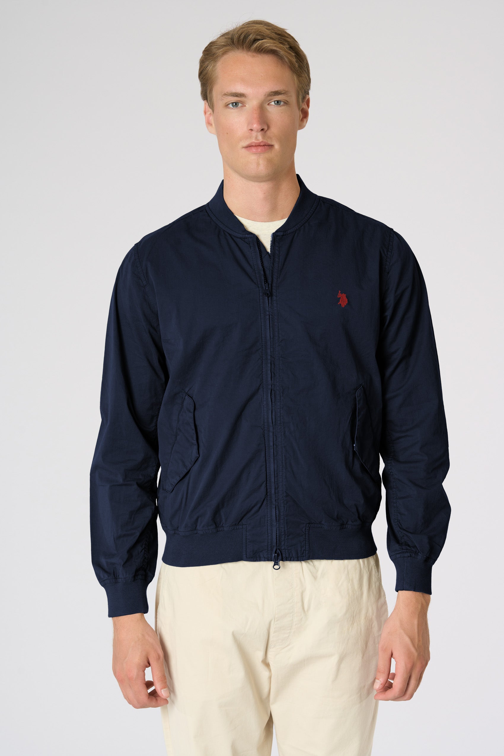 Giacca bomber da uomo con chiusura full zip e tasche laterali