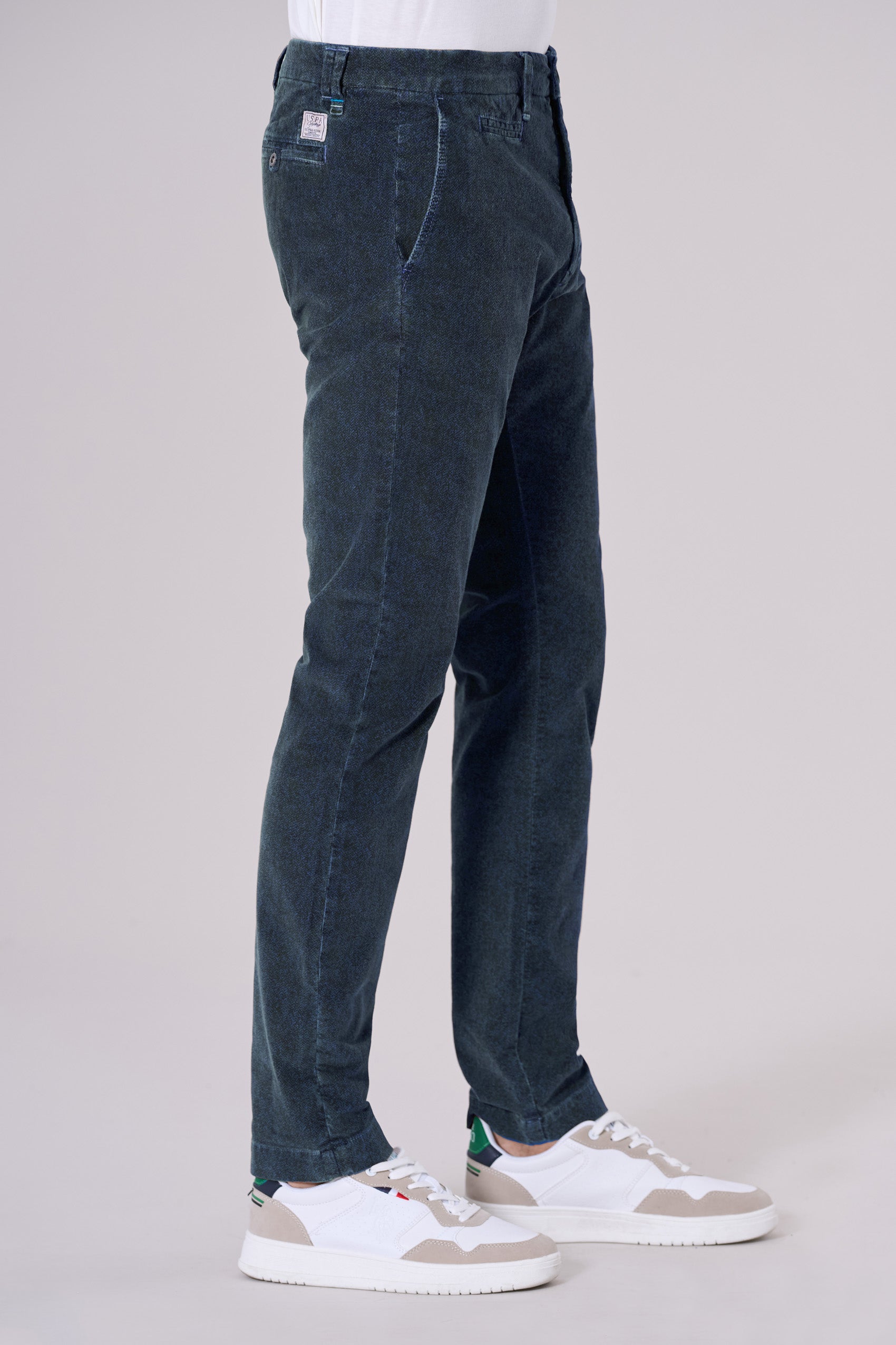 Pantalone chino in velluto stampato