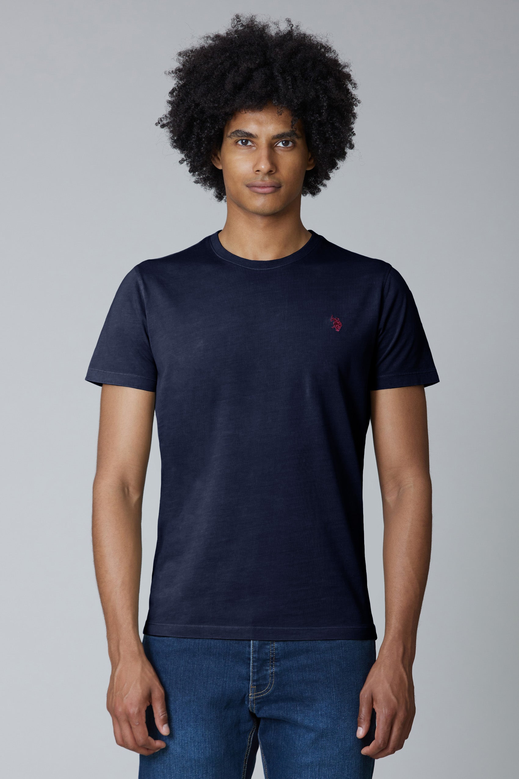 T-shirt a maniche corte in cotone overdyed con logo