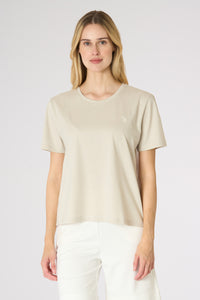 T-shirt in cotone con inserto a contrasto sul retro