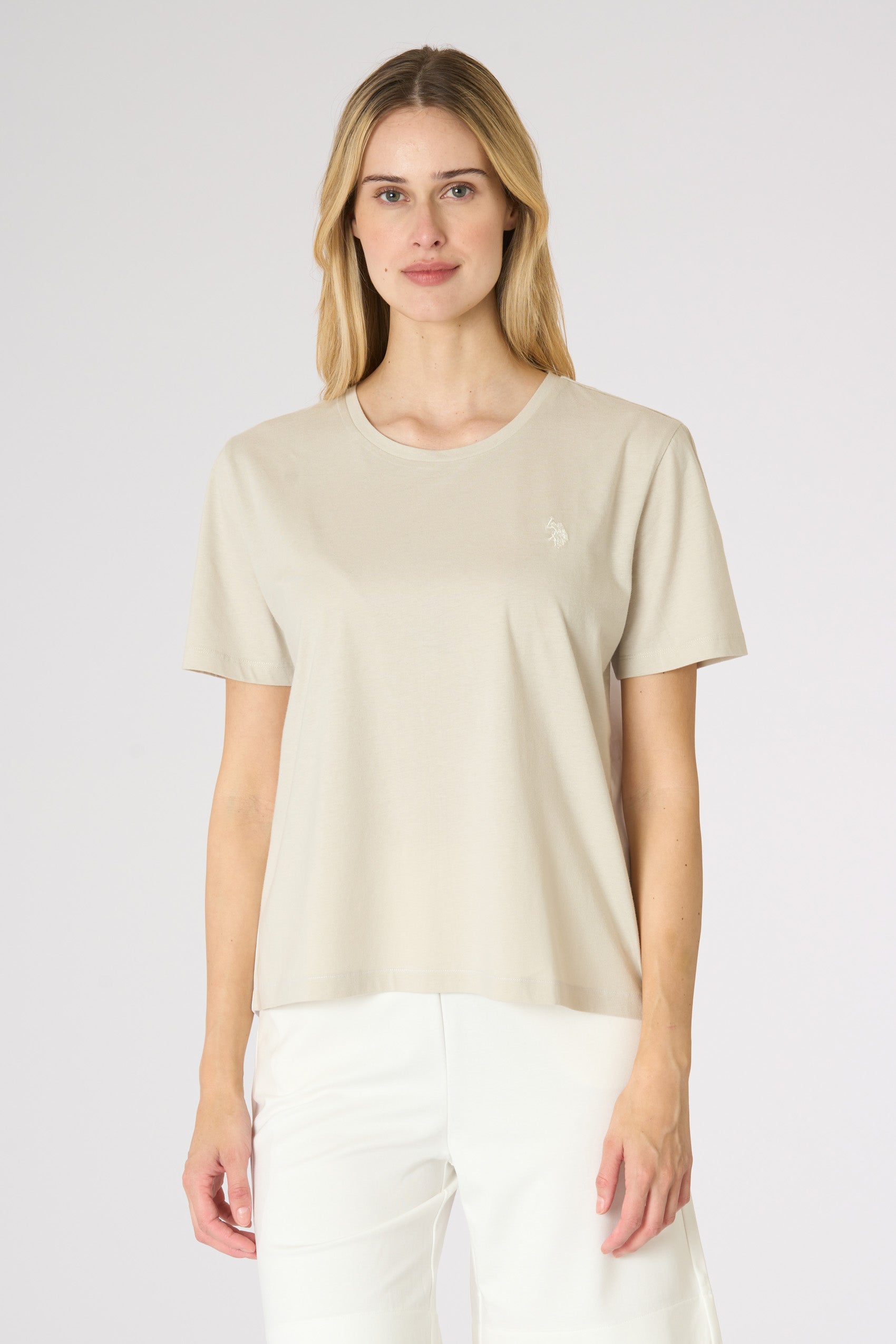 T-shirt in cotone con inserto a contrasto sul retro