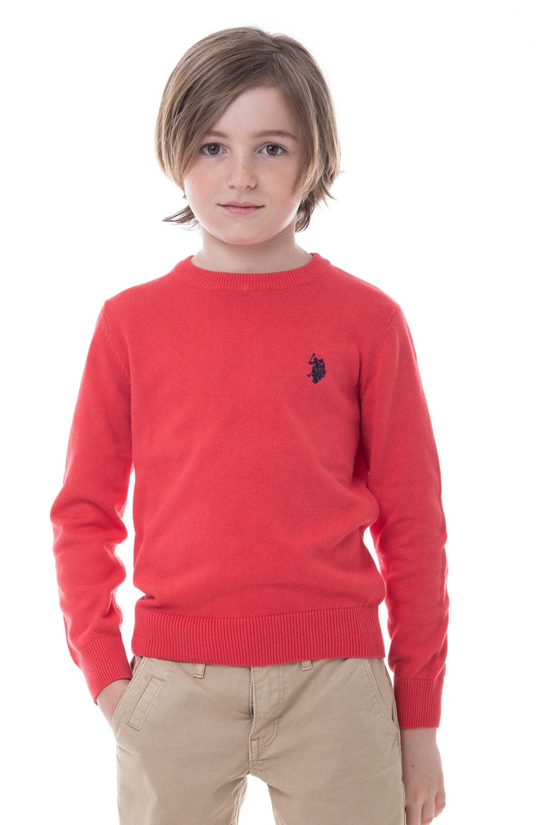 Maglia girocollo in cotone con logo U.S. Polo Assn.