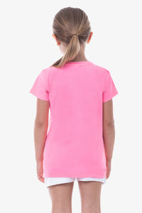 T-shirt da bambina a maniche corte fluo con logo U.S. Polo Assn.