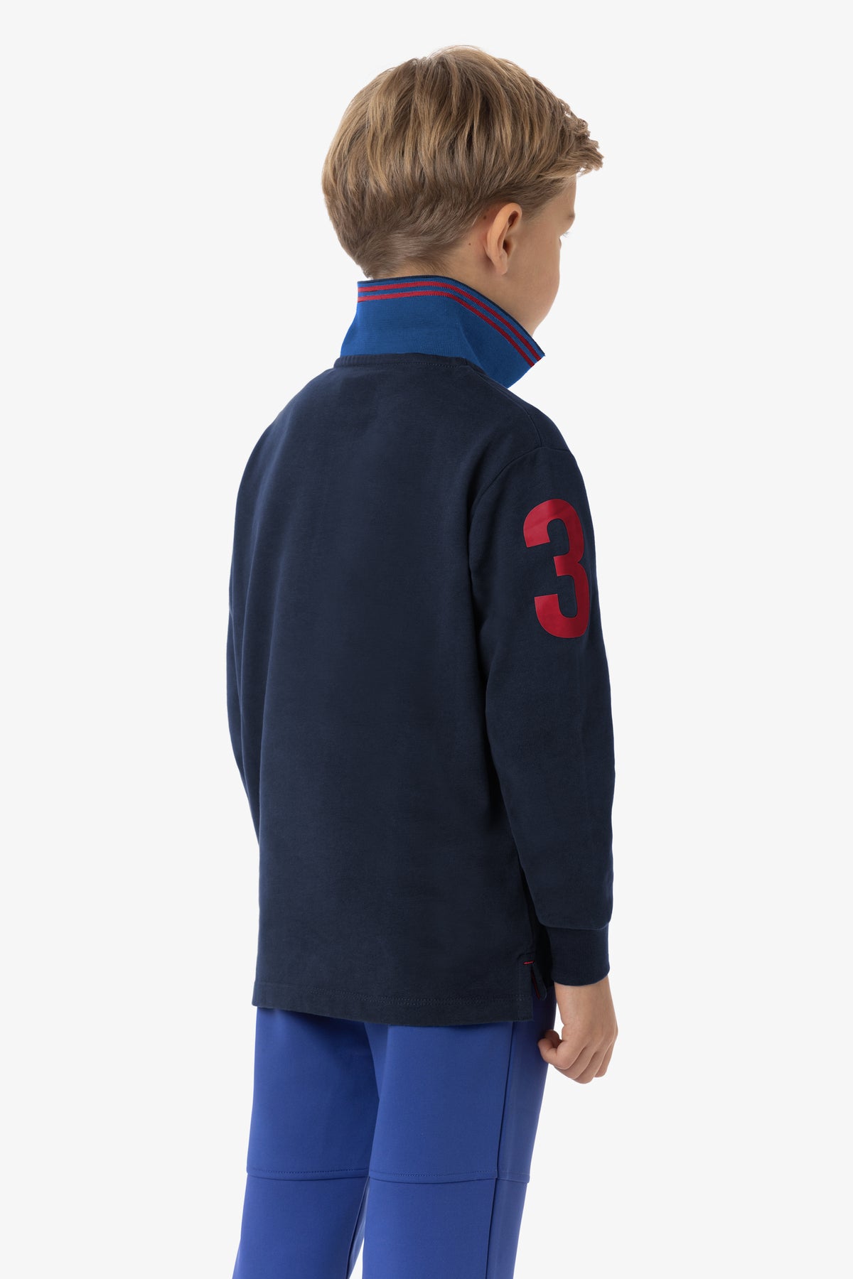 Polo a maniche lunghe in cotone jersey con logo e numero U.S. Polo Assn.